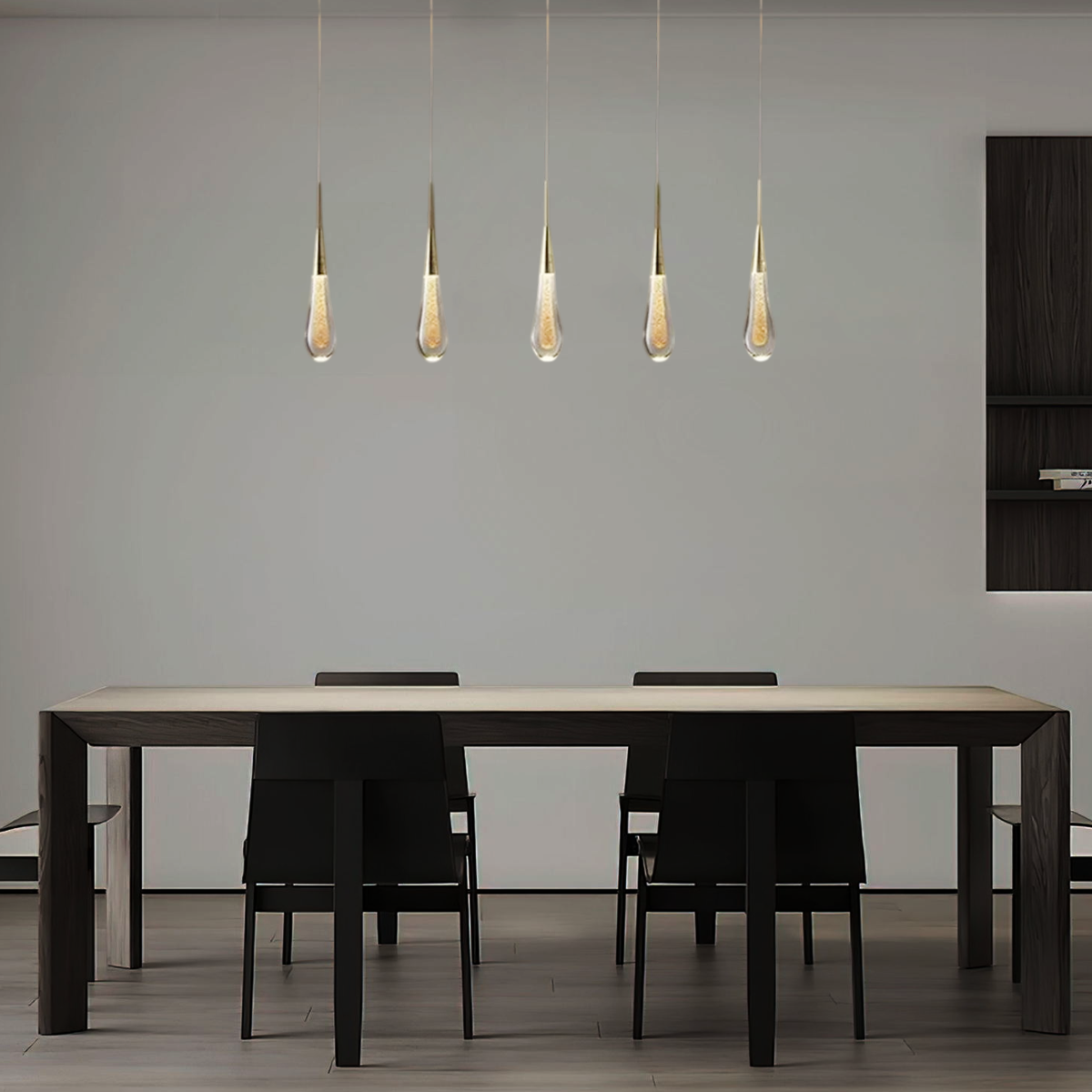Excelis Art Deco Teardrop Pendant Light - Gold